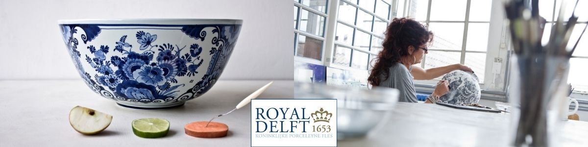 Royal Delft banner met rechthoek logo met rand